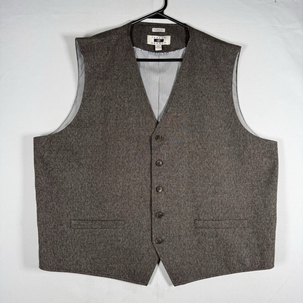 Joseph Abboud Tweed Vest Mens 3XL Brown Button Front Dress Suit Waistcoat NEW